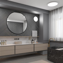 359213 OVER NT23 327 серый Светильник накладной влагозащищ. диммир. с датчиком движения (пульт ДУ в комплекте) IP43 LED 48W 170-265V 4320Лм 3000-6000К