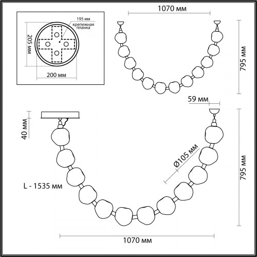 Светильник подвесной 5085/48L Odeon Light Золото/прозрачный