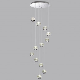 5100/60L L-VISION ODL25 хром/прозрачный/акрил Люстра каскадная LED 60W (12*5W) 4000K 3000Лм SONO