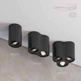 3565/1C HIGHTECH ODL18 257 черный Потолочный накладной светильник IP20 GU10 1*50W 220V PILLARON
