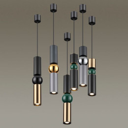 Светильник подвесной 4072/5L Odeon Light Черный/золото/зеленый