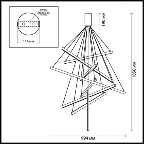 Светильник подвесной 3860/96B Odeon Light Черный