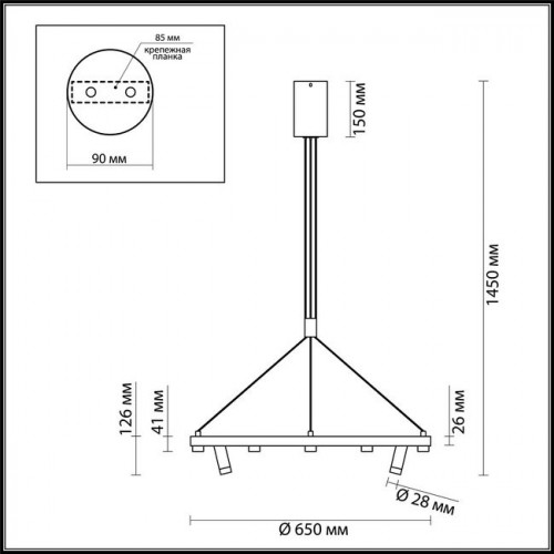 Светильник подвесной 3918/48L Odeon Light Черный/золотистый