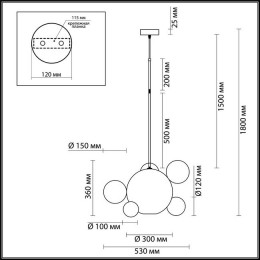 Светильник подвесной 4640/12LB Odeon Light Золотой/прозрачный