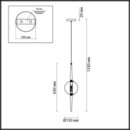 Светильник подвесной 4684/1 Odeon Light Черный/янтарный