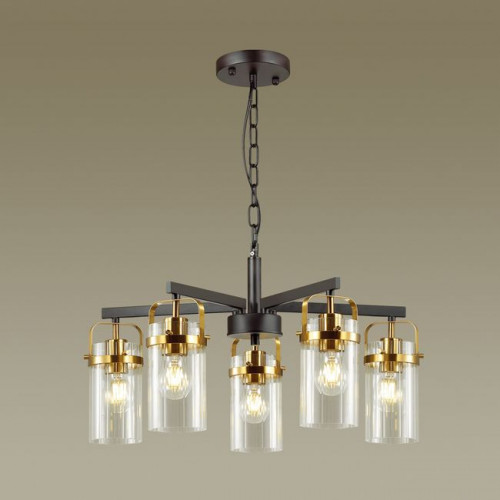Люстра 4653/5 Odeon Light Черный/золотой/прозрачный