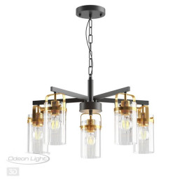 Люстра 4653/5 Odeon Light Черный/золотой/прозрачный