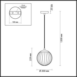 Светильник подвесной 4758/1 Odeon Light Янтарный/бронзовый