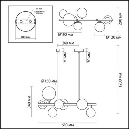 Люстра 4818/7 Odeon Light Черный/прозрачный