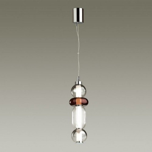 Светильник подвесной 4826/18L Odeon Light Хром/дымчатый/бордовый