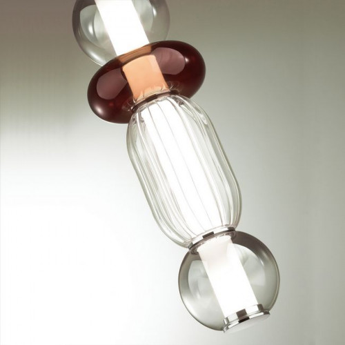Светильник подвесной 4826/18L Odeon Light Хром/дымчатый/бордовый