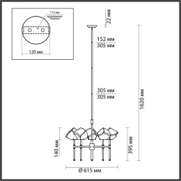 Люстра 4789/5 Odeon Light Черный/золотой/прозрачный