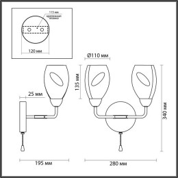 Светильник настенный 5208/2W Lumion Черный, золотой
