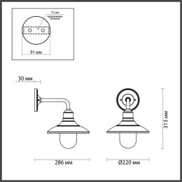 Светильник уличный 4965/1W Odeon Light Черный/стекло