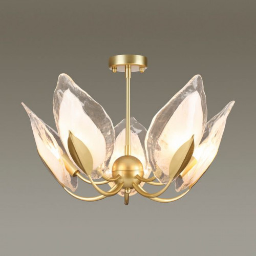 Люстра 4924/5 Odeon Light Матов.золотой/белый/стекло