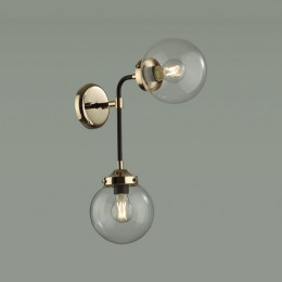 Светильник настенный 4971/2W Odeon Light Черный/золотой/прозрачный/стекло