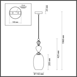 Светильник подвесной 4893/1B Odeon Light Exclusive Золото/раноцветн./керамика/стекло