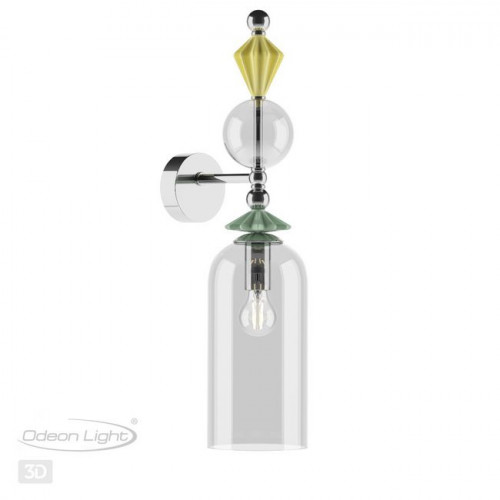 Светильник настенный 4893/1WA Odeon Light Exclusive Хром/раноцветн./керамика/стекло