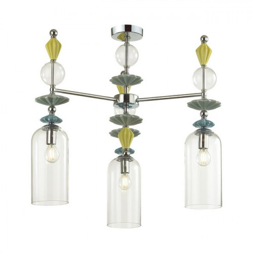 Люстра 4893/3C Odeon Light Exclusive Хром/раноцветн./керамика/стекло