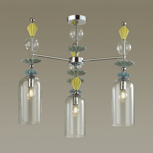 Люстра 4893/3C Odeon Light Exclusive Хром/раноцветн./керамика/стекло