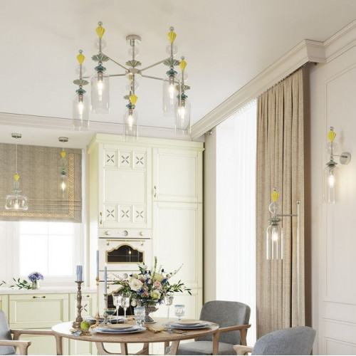 Люстра 4893/3C Odeon Light Exclusive Хром/раноцветн./керамика/стекло