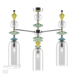 Люстра 4893/3C Odeon Light Exclusive Хром/раноцветн./керамика/стекло