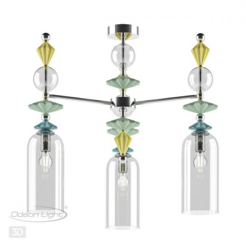 Люстра 4893/3C Odeon Light Exclusive Хром/раноцветн./керамика/стекло