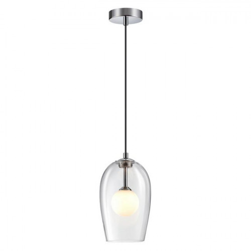 Светильник подвесной 4952/1 Odeon Light Хром/ белый/прозрачный/стекло