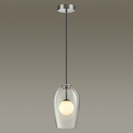 Светильник подвесной 4952/1 Odeon Light Хром/ белый/прозрачный/стекло