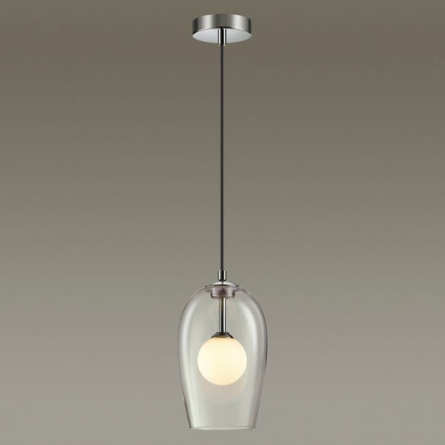 Светильник подвесной 4952/1 Odeon Light Хром/ белый/прозрачный/стекло