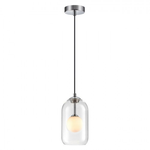 Светильник подвесной 4953/1 Odeon Light Хром/ белый/прозрачный/стекло
