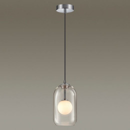 Светильник подвесной 4953/1 Odeon Light Хром/ белый/прозрачный/стекло