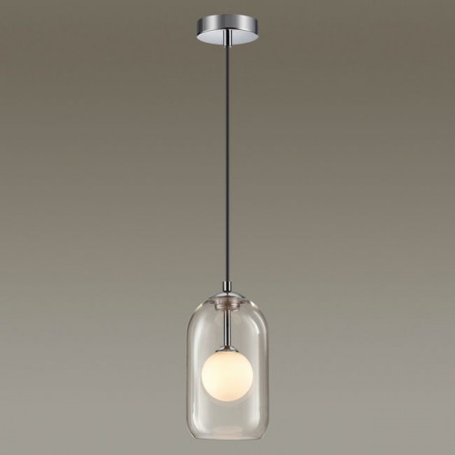 Светильник подвесной 4953/1 Odeon Light Хром/ белый/прозрачный/стекло