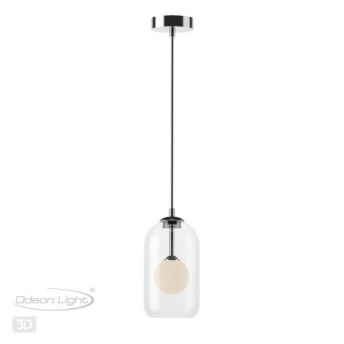 Светильник подвесной 4953/1 Odeon Light Хром/ белый/прозрачный/стекло