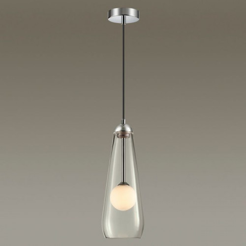 Светильник подвесной 4954/1 Odeon Light Хром/ белый/прозрачный/стекло