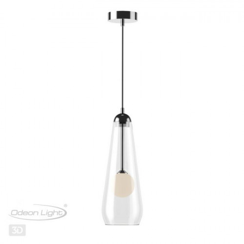 Светильник подвесной 4954/1 Odeon Light Хром/ белый/прозрачный/стекло
