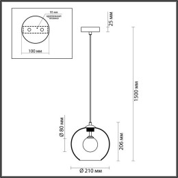 Светильник подвесной 4955/1 Odeon Light Хром/ белый/прозрачный/стекло