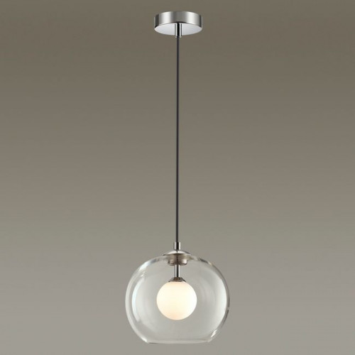 Светильник подвесной 4955/1 Odeon Light Хром/ белый/прозрачный/стекло