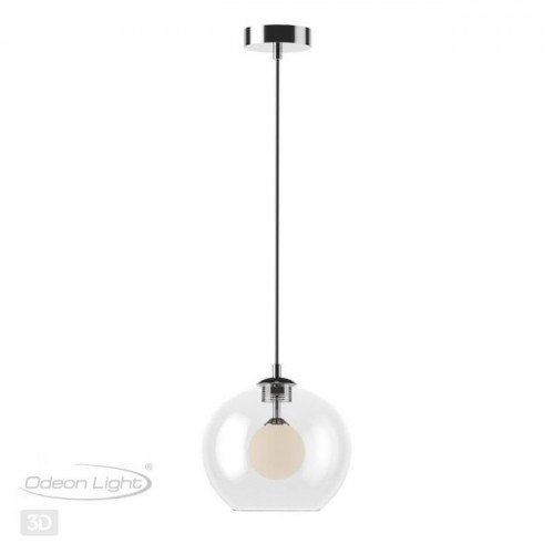 Светильник подвесной 4955/1 Odeon Light Хром/ белый/прозрачный/стекло