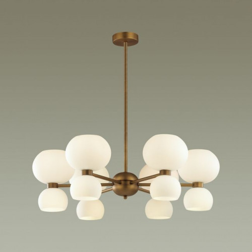 Люстра 4979/12 Odeon Light Мат.бронзовый/белый/стекло