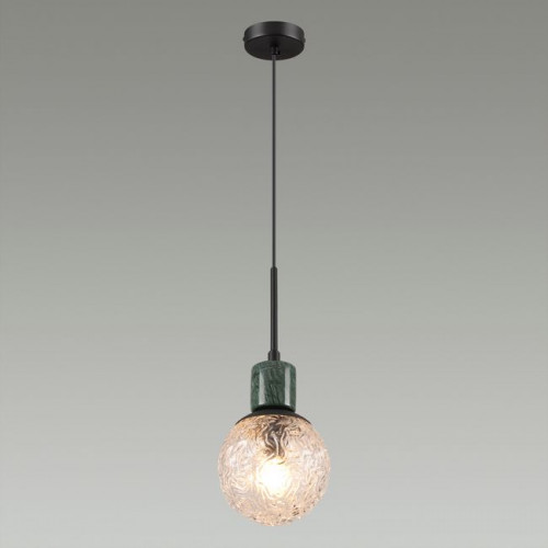 Светильник подвесной 5026/1 Odeon Light Черный матовый/темно-зеленый/прозрачный/металл/мрамор/стекло