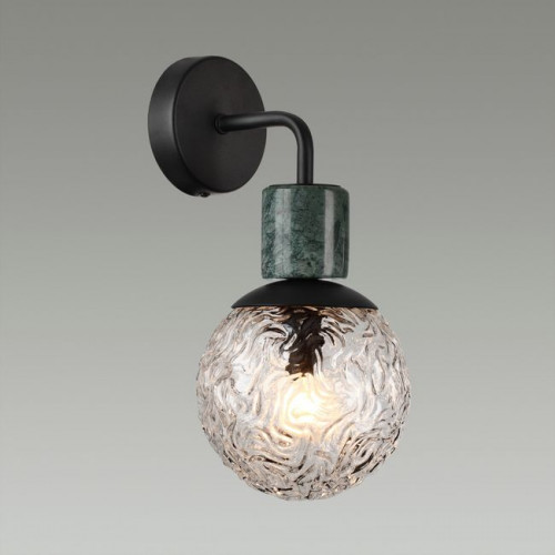 Светильник настенный 5026/1W Odeon Light Черный матовый/темно-зеленый/прозрачный/металл/мрамор/стекло