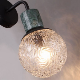 Светильник настенный 5026/1W Odeon Light Черный матовый/темно-зеленый/прозрачный/металл/мрамор/стекло