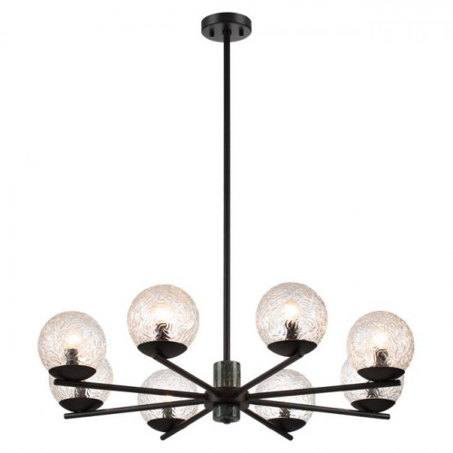 Люстра 5026/8 Odeon Light Черный матовый/темно-зеленый/прозрачный/металл/мрамор/стекло