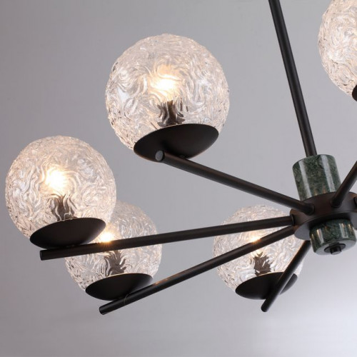 Люстра 5026/8 Odeon Light Черный матовый/темно-зеленый/прозрачный/металл/мрамор/стекло