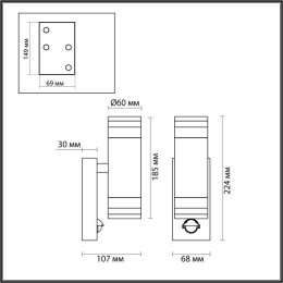 Светильник уличный 6605/2W Odeon Light Черный