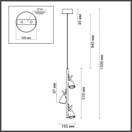 Светильник подвесной 5002/13L Odeon Light Черный хром/золотой/ металл/акрил