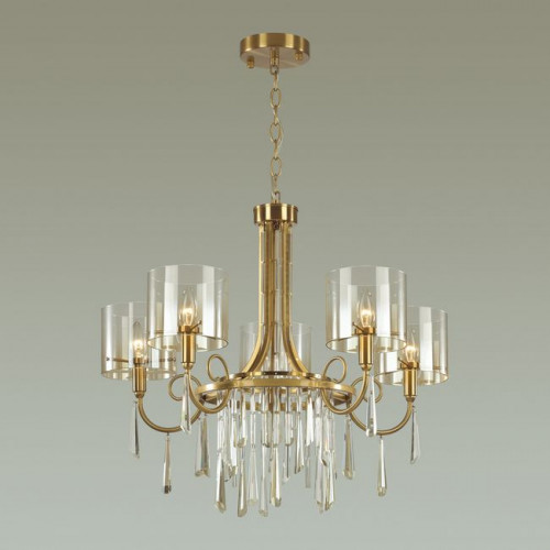 Люстра 4886/5 Odeon Light Exclusive Бронзовый/янтарный/прозрачный