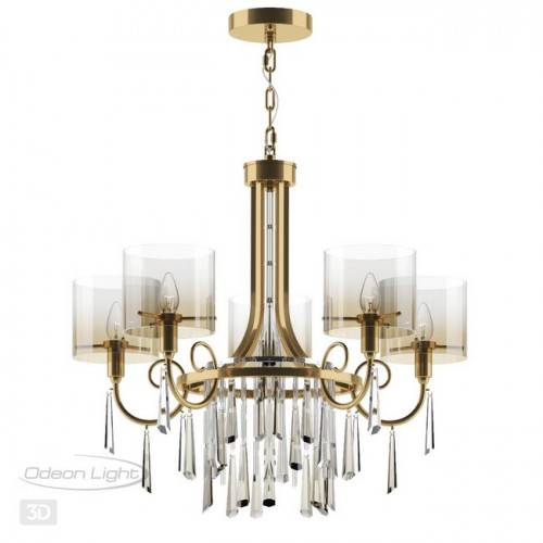 Люстра 4886/5 Odeon Light Exclusive Бронзовый/янтарный/прозрачный