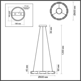 Люстра 4991/55L Odeon Light Черный/золотой/металл/акрил